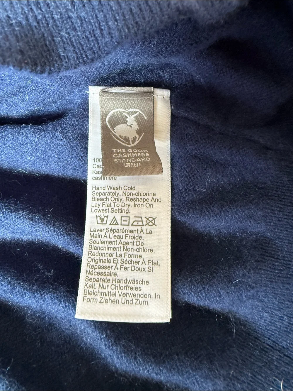 J. Crew 100% Cashmere Navy Relaxed V-Neck Sweater Small